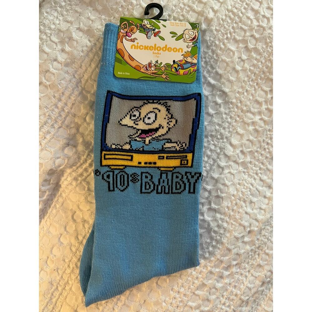 NEW Nickelodeon Novelty Crew Socks 90s Baby Blue